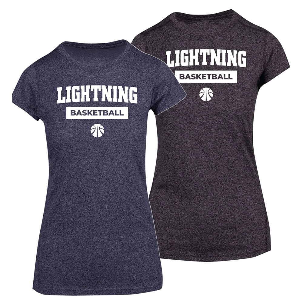 Ladies Athletic Tee Lightning Basketball Logo